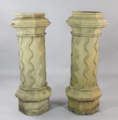 A pair of Doulton & Co stoneware chimney pots, H.3ft 7.5in.