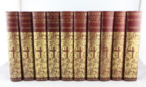 BESANT, SIR WALTER - SURVEY OF LONDON, quarto, 10 vols, red cloth, London 1902-12,