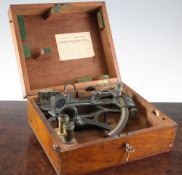 A late 19th / early 20th century Greenough & Co sextant, in original fitted case with trade label