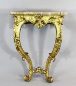A 19th century carved giltwood console table, with serpentine Sienna marble top, with C scroll