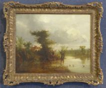 G. Bristow (19th C.)oil on canvas,Figures beside a river,signed,10 x 13in.