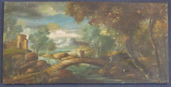 Italian Schoolpair of oils on canvas,Open landscapes,15.5 x 31.5in. unframed.