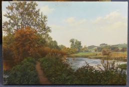 Willems de Beeroil on canvas,Figures in a river landscape,signed,20 x 30in., unframed