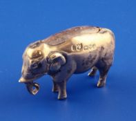 An Edwardian novelty silver pin cushion modelled as an elephant, W.J. Myatt & Co?, Chester, 1908,