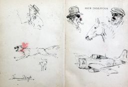 Edward Seago (1910-1974)pen and ink,Frontis pages to High Endeavour, illustrated with head