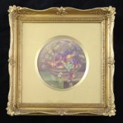 A Royal Worcester `basket of fruit` circular plaque, by William Bee, date code for 1927, 4.25in.,