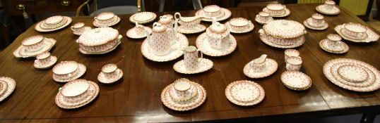 A Spode bone china Fleur de Lys pattern eighty seven piece tea, coffee and dinner service, each item