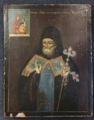 19th century Russian Schooltempera on wooden panel,Icon depicting a patriarch and the Virgin and