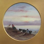 Sarah Louise Kilpack (1839-1909)pair of oils on board,The Calm and The Storm,signed,tondo 13in.