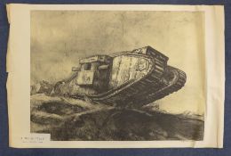 Sir Muirhead Bone (1876-1953)three folios of lithographs,`A British Tank`, `With The Grand