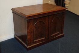 A Victorian burr walnut table top collector`s cabinet, fitted six drawers enclosed by a pair of