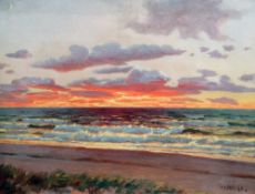 Professor Oscar Matthiesen (1861-1957)oil on canvas,Sunset over the sea,monogrammed and dated 1928,