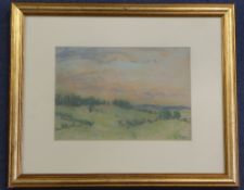 Paul Maze (1887-1979)pastel,Landscape at sunset,signed,9 x 12.75in.