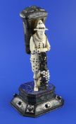 A late 19th/early 20th century Austro-Hungarian? multi gem set carved ivory figure of a bearded