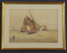 Frederick James Aldridge (1850-1933)watercolour,Fishing boats, towing out of harbour,signed,9.25 x