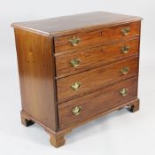 A George III mahogany chest, of four long graduated drawers, on bracket feet, W.2ft 10in.