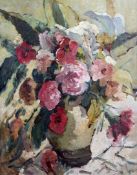 § Dorothea Sharp (1874-1955)oil on board,Still life of flowers in a vase, with original bill of sale