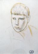 Henry Lamb (1883-1960)pencil and pastel,Head study,studio stamp,12 x 9in.