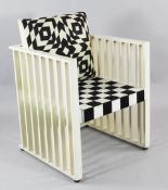 A Han Wittmann Purkersdorf armchair, after a design by Joseph Hoffman, with black and white