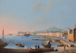 19th century Neapolitan Schoolgouache,Napoli Dal Carmine,12 x 17in.