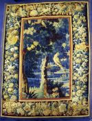 An 18th century French tapestry, possibly Aubusson or Felletin, depicting birds in a tree within a