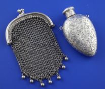 A late Victorian silver heart shaped scent flask by Sampson Mordan & Co, with engraved scrolling