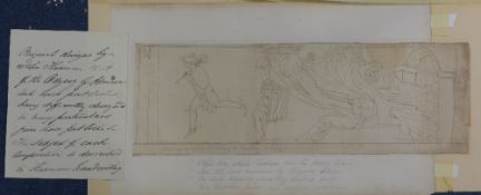 John Flaxman (1755-1826)two pen and ink drawings,Designs for The Odyssy, together with letter of