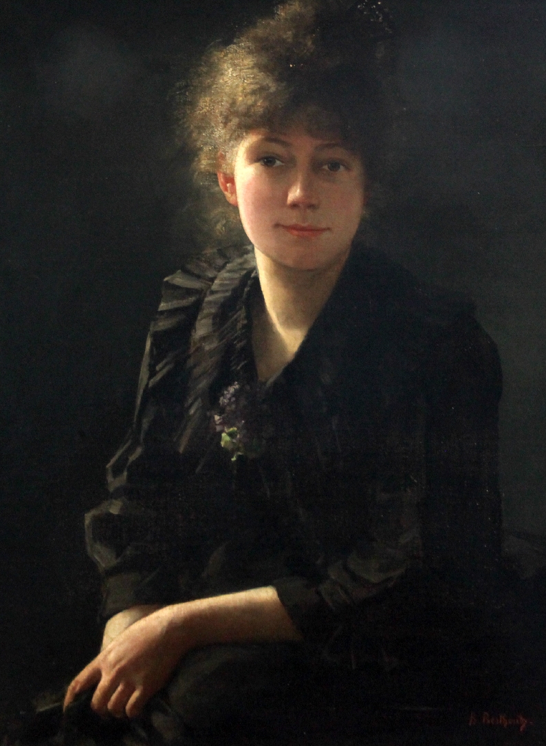 Blanche Berthoud (1864-1938)oil on canvas,Portrait of a lady wearing a black dress,signed,31.5 x
