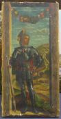 Italian Schooloil on canvas,Saint in armour standing in a landscape,26 x 13in., unframed
