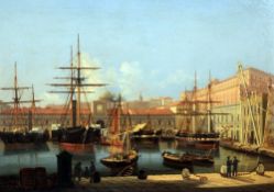 Tomaso De Simone (fl.1851-1907)oil on canvas,Shipping in Naples harbour,signed and dated 1859,18 x
