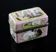 An 18th century South Staffordshire enamel travelling ink set, decorated with pink ground and