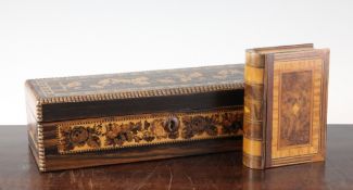 A Victorian Tunbridgeware rectangular glove box, the top with tesserae mosaic depicting oak leaves