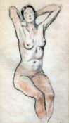 Albert Edward Jackson (1873-1952)charcoal and sanguine chalk,Seated nude,16 x 9.25in.