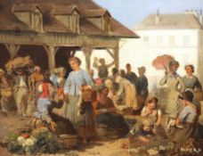 Charles Mayre (French, 19th century)oil on canvas,Market day,signed,12.5 x 16in.