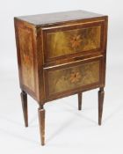 A 19th century Italian kingwood and mahogany chest, of two drawers, with starburst inlay motifs,