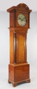 An Edwardian satinwood eight day chiming longcase clock, of impressive proportions, the 15 inch