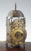 John Ebsworth, Londini fecit, a 17th century brass lantern clock, with weight driven movement and