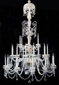 A large and impressive cut glass Venetian style chandelier, with twist glass branches and facet