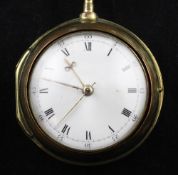A late 18th/early 19th century gilt metal pair cased keywind verge pocket watch by Smith & Son,