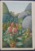 JH 1942three watercolours,Biblical illustrations, one inscribed `Beguiled me, and I did eat`,one