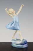 A Royal Worcester figure `Dancing Waves`, modelled by Freda Doughty, model no. 3225, black printed
