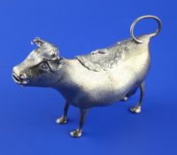 A Victorian silver cow creamer by Charles Stuart Harris, with textured body, London, 1879, height