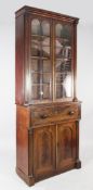 A Victorian mahogany secretaire bookcase, fitted a pair of glazed doors over single secretaire