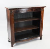 A Regency rosewood open bookcase, with two adjustable shelves, on bracket feet, W.3ft