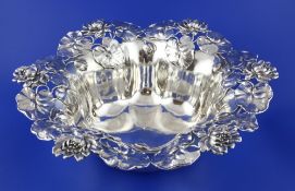 An early 20th century American Art Nouveau sterling silver fruit bowl by Shreve & Co, San Francisco,