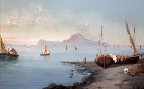 Girolamo Gianni (1837-1895)gouache,View of Capri,signed,12 x 19in.