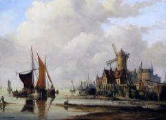 John Lewis Chapman (1946-)pair of oils on canvas,`English Coastal Scene c.1875` & `Dutch Coastal
