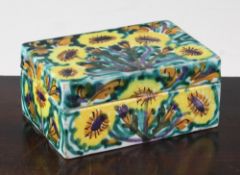 Giacomo Dolcetti of Venice. A maiolica rectangular box and cover, c.1925, painted with yellow