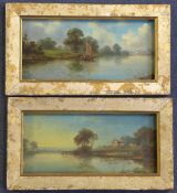 J. Mundell (c.1850-1870)pair of oils on millboard,River landscapes,signed and dated `62,4.5 x 10in.