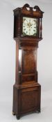 G. Esplin, Wigan. A George III mahogany and oak eight day longcase clock, the 14 inch square painted